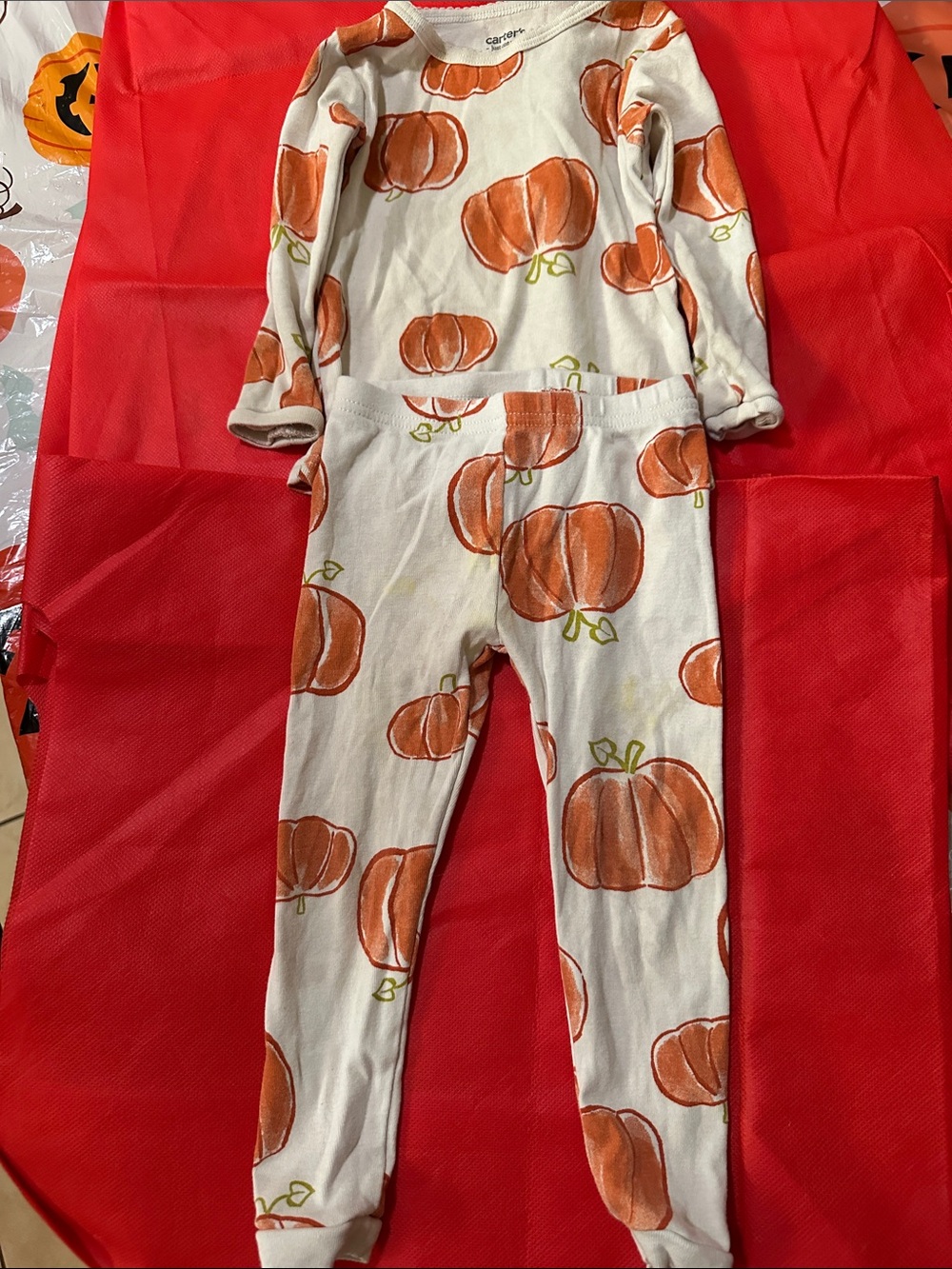 Carter's White Pumpkin-Print Kids Pajama Costume Set